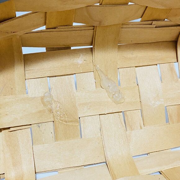 1992 Henn Basket Welcome to the World Pink Blue Bands Woven Signed Handles FLAW - Picture 11 of 11